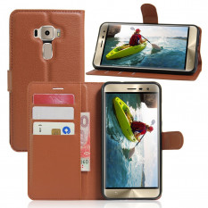 Чехол книжка с визитницей для Asus Zenfone 3 ZE552KL (Коричневый)