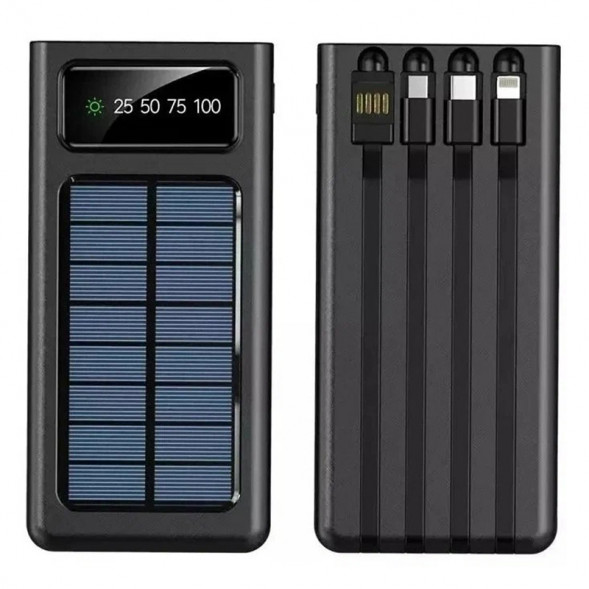 Повер банк с солнечной панелью Solar 20000mAh с проводами (Черный)