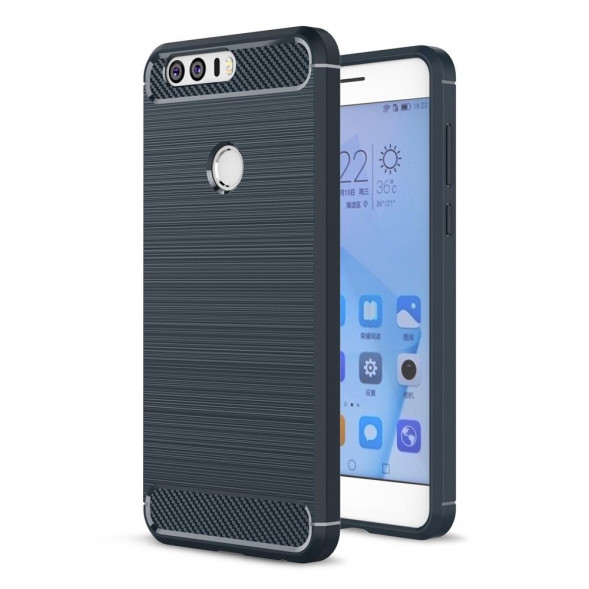 Чехол накладка Carbon Fibre для Huawei Honor 8 (синий)