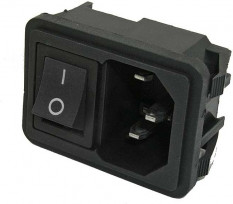 AC-002 (black) Разъем питания 220В гнездо на панель