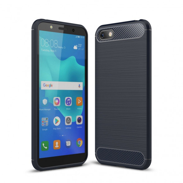 Чехол Carbon Fibre для Huawei Y5 Prime (2018) / Huawei Honor 7A (DUA-L22) (синий)