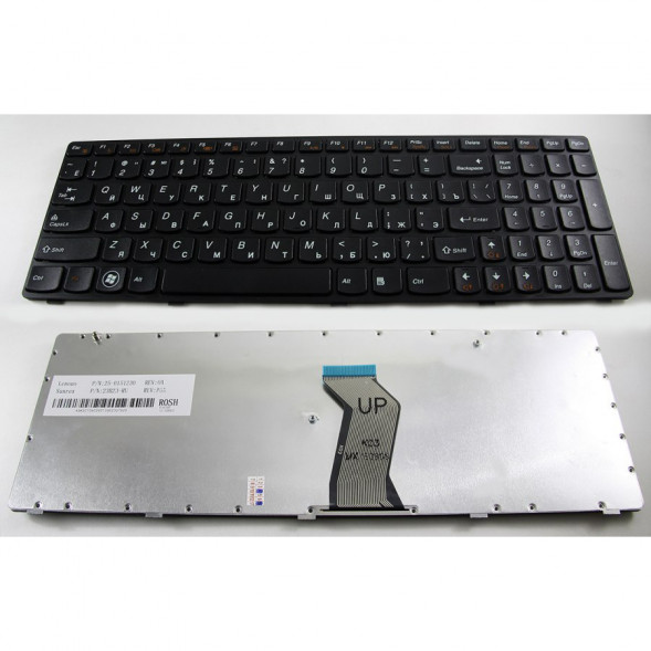 Клавиатура для ноутбука Lenovo IdeaPad G580 G585 Z580 Z585 Z780 G780 (черная) с черной рамкой 009207