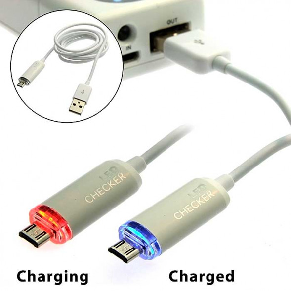 Шнур для моб. устр. USB to MicroUSB Red/Blue LED cheker