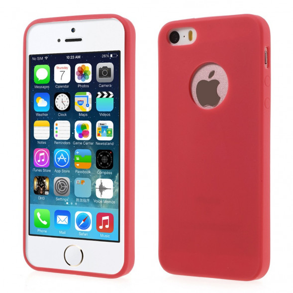 Матовый силиконовый чехол для iPhone SE, 5s, 5 (красный)