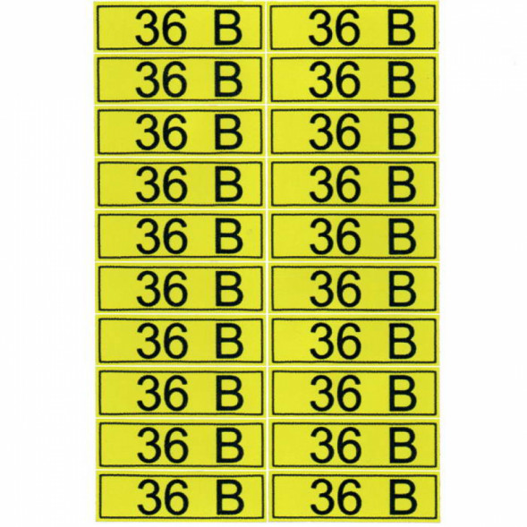 Информационный знак &quot;36 В&quot; 15х50