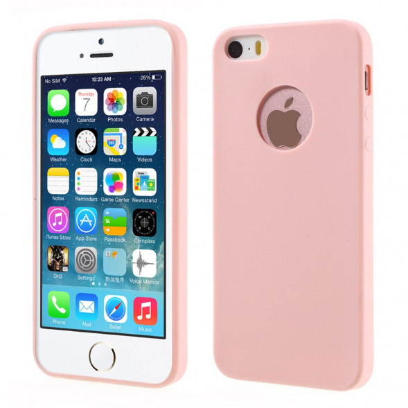 Матовый силиконовый чехол для iPhone SE, 5s, 5 (розовый)