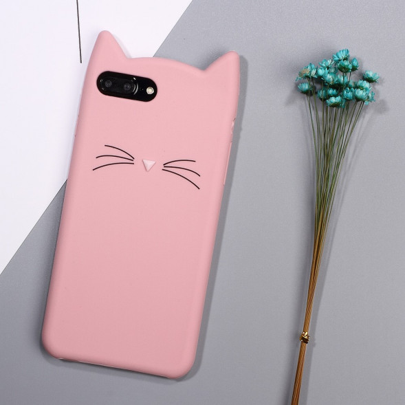 Чехол кошка с усами для iPhone 8 Plus, iPhone 7 Plus (Розовый)