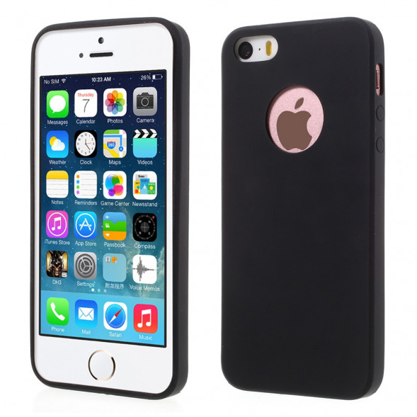 Матовый силиконовый чехол для iPhone SE, 5s, 5 (черный)