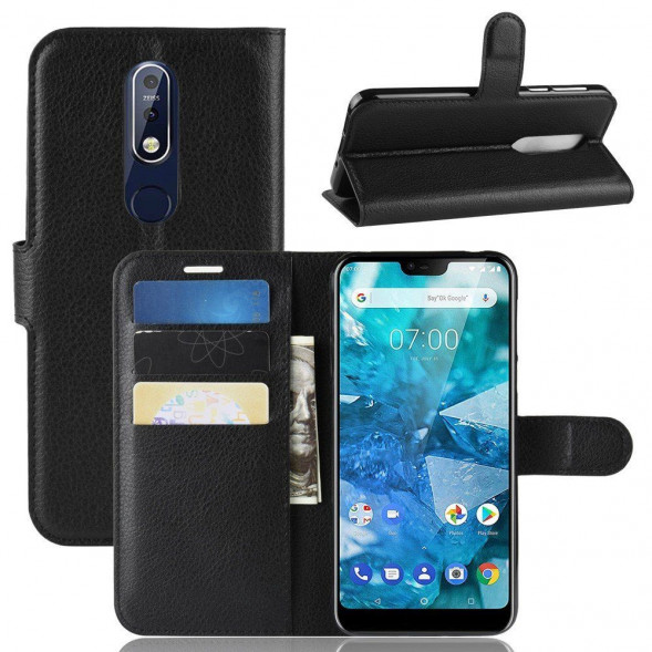 Чехол с визитницей для Nokia 7.1 (черный)