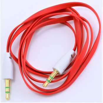 Кабель AUX Jack 3,5mm - Jack 3,5mm 1.0м плоский силикон в техпаке (красный)