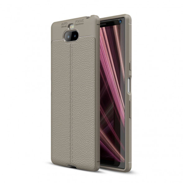 Чехол накладка Litchi для Sony Xperia 10 (серый)