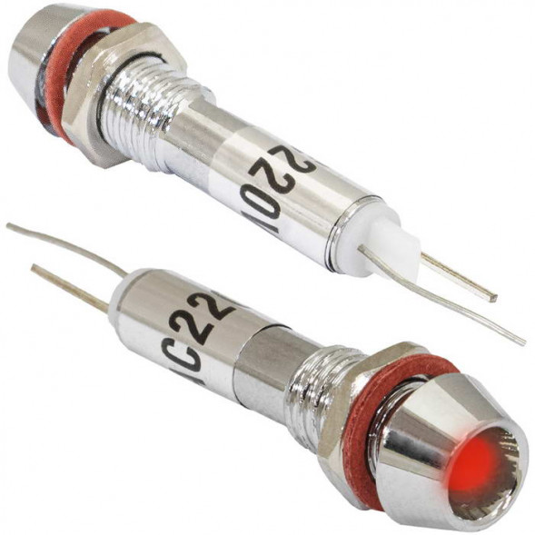 Светодиодная лампочка в корпусе L-614-R 220v (6mm)