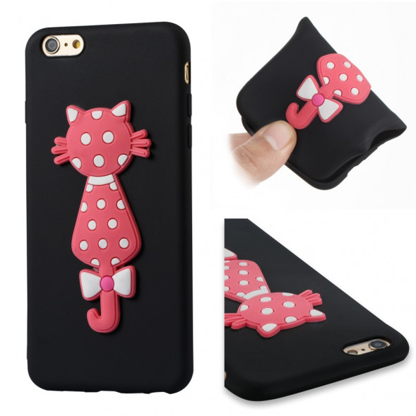 3D Чехол накладка с кошкой для iPhone 6 / 6S (черный)