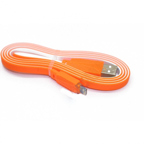 USB Kабель Lightning для iPhone, iPad плоский литой (оранжевый)