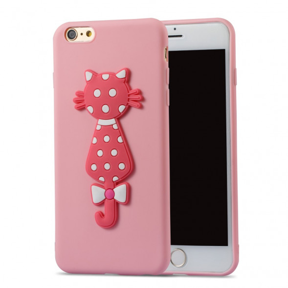 3D Чехол накладка с кошкой для iPhone 6 / 6S (розовый)
