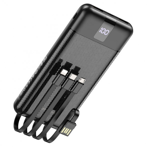 Портативный аккумулятор Borofone BJ20 10000mAh с проводами (Черный)