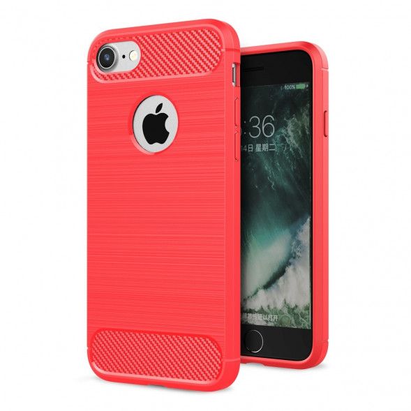 Чехол накладка Carbon Fibre для iPhone 7 / iPhone 8 (красный)