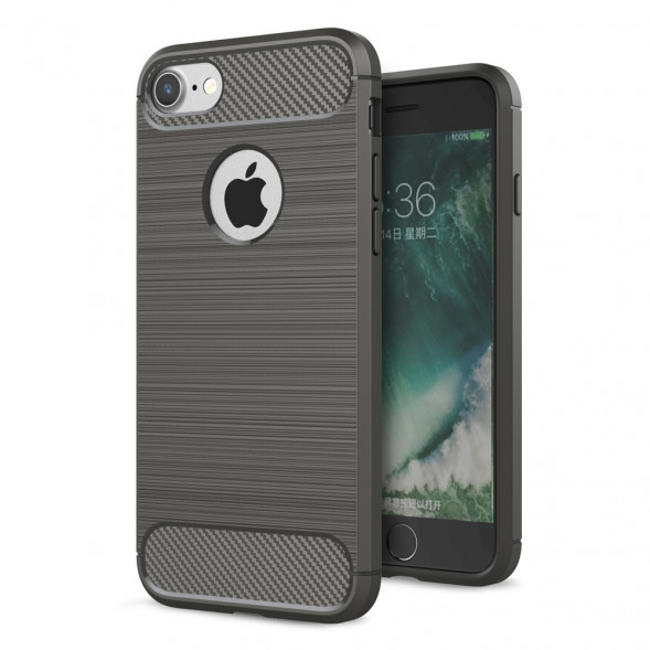 Чехол накладка Carbon Fibre для iPhone 7 / iPhone 8 (серый)