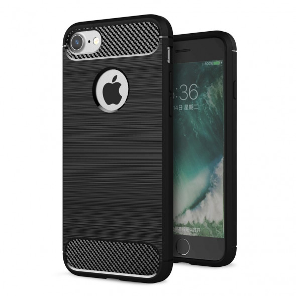 Чехол накладка Carbon Fibre для iPhone 7 / iPhone 8 (черный)