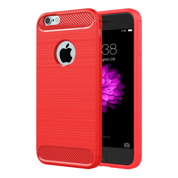Чехол накладка Carbon Fibre для iPhone 6 / 6S (красный)