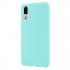 Матовый силиконовый чехол накладка для Huawei P20 (голубой)