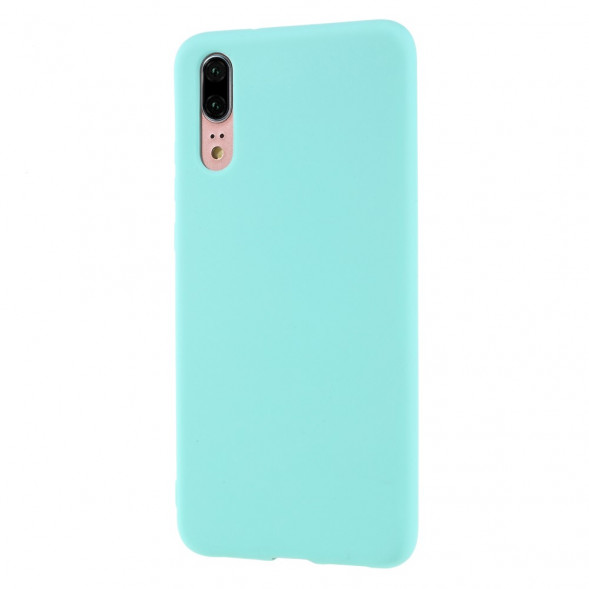 Матовый силиконовый чехол накладка для Huawei P20 (голубой)