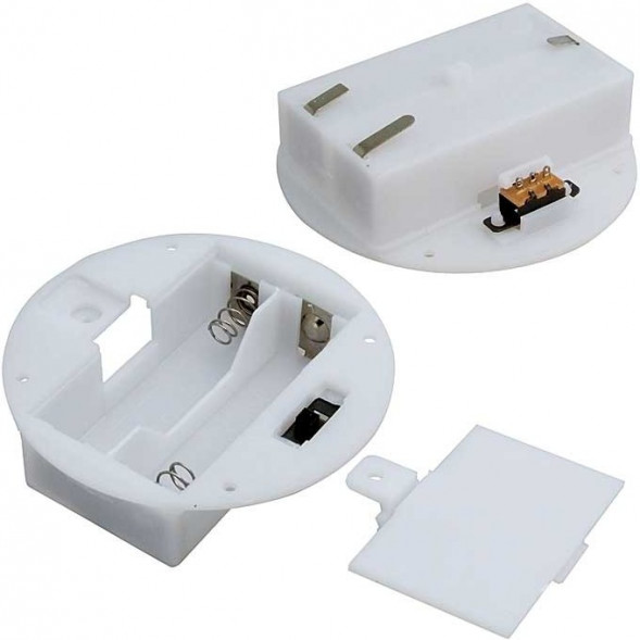 AAх2 switch D67х18mm Батарейный отсек круглый с выключателем (белый)