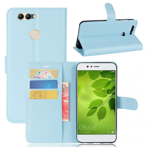 Чехол книжка с визитницей для Huawei Nova 2 (голубой)