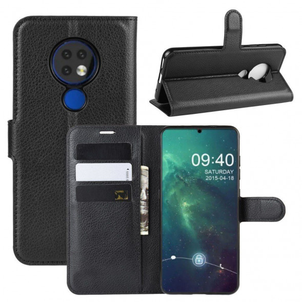 Чехол книжка для Nokia 6.2, Nokia 7.2 с визитницей (черный)