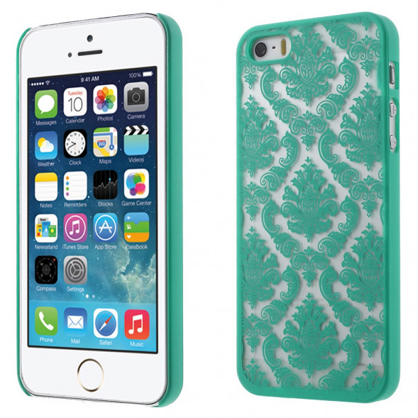 Пластиковый чехол с узорами для iPhone 5, 5S, SE (зеленый)