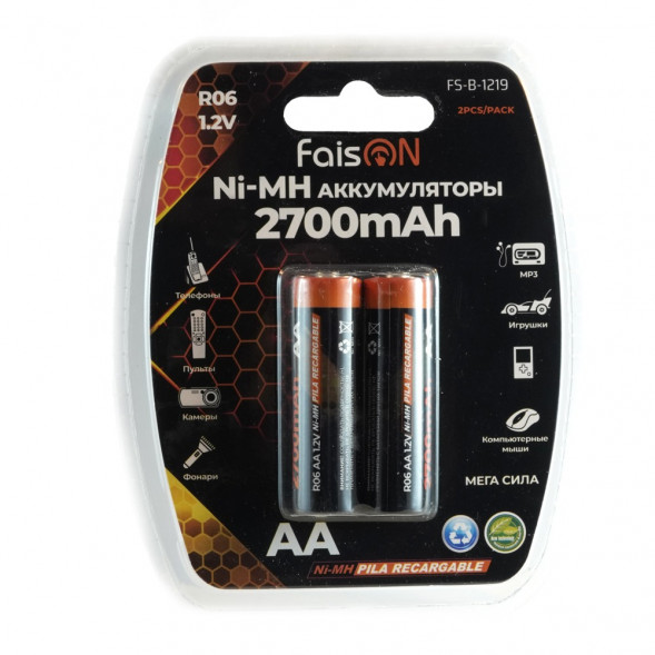Аккумулятор AA FaisON, R06-2BL, FS-B-1219, 2700mAh
