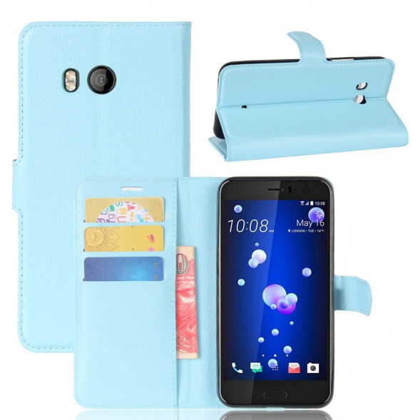 Чехол книжка с визитницей для HTC U11 (голубой)