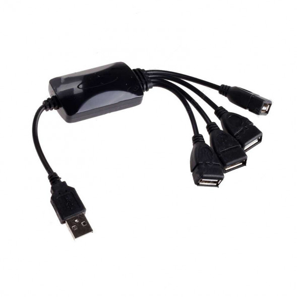 USB-концентратор 21515 4 гнезда 1 USB выход 12V/24V (чёрный)