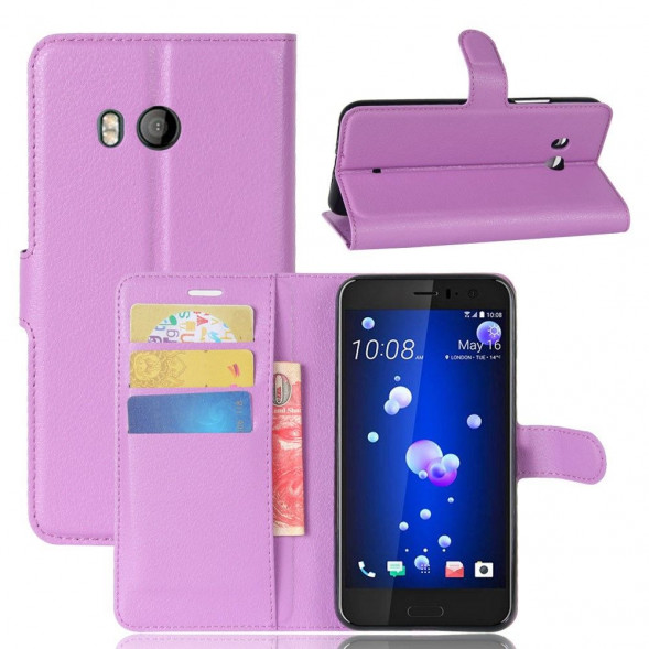 Чехол книжка с визитницей для HTC U11 (фиолетовый)