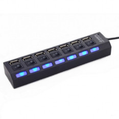 USB-концентратор JC-701 7 гнезд 1 USB выход 12V-24V (чёрный)