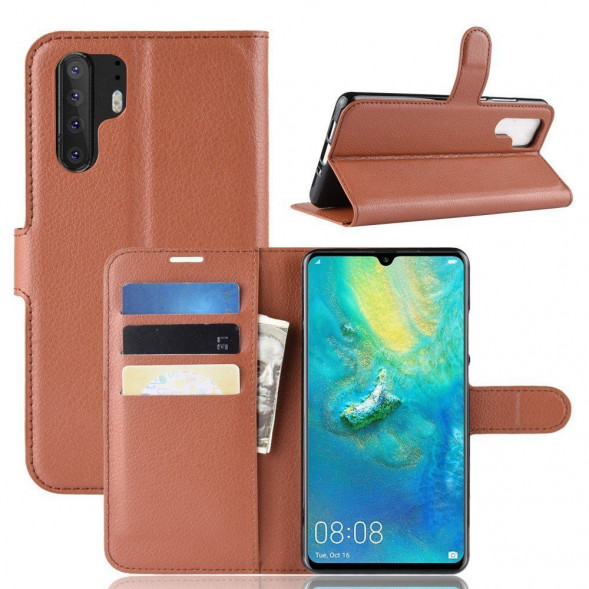 Чехол книжка для Huawei P30 Pro (коричневый)