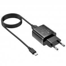 Набор адаптер, зарядное устройство Borofone BA52A + кабель Micro (5V, 2.1A), (чёрный) 1 метр