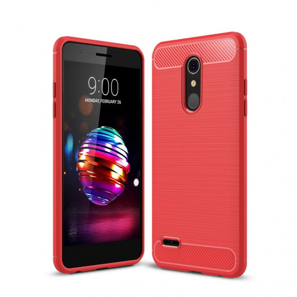 Чехол накладка Carbon Fiber для LG K10 (2018) (красный)