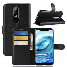 Чехол книжка с визитницей для Nokia 5.1 Plus / Nokia X5 (черный)
