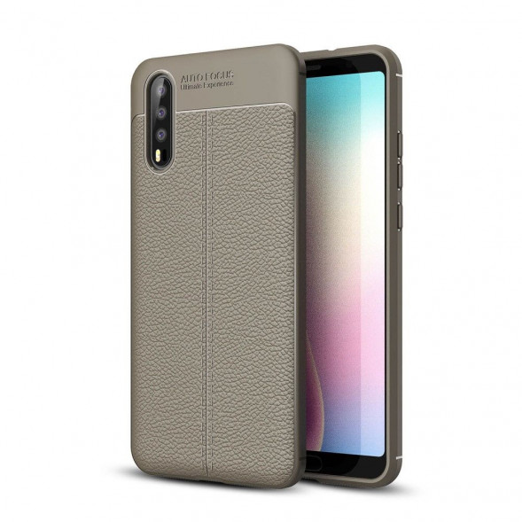 Чехол накладка Litchi Grain для Huawei P20 (серый)