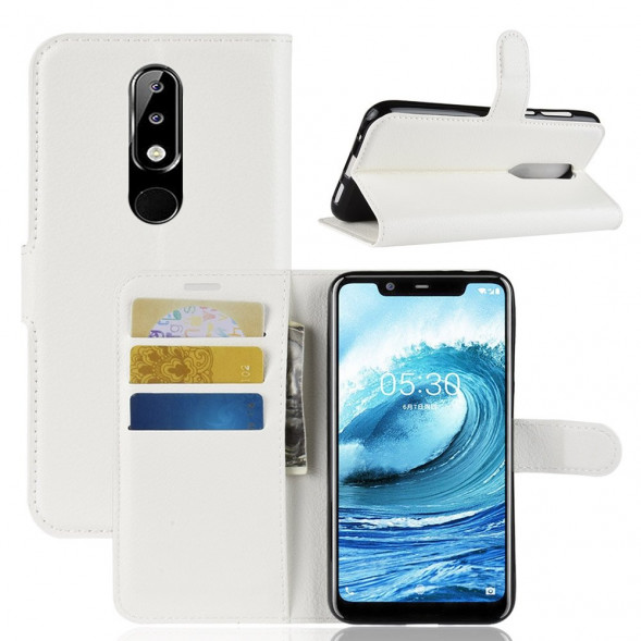 Чехол книжка с визитницей для Nokia 5.1 Plus / Nokia X5 (белый)