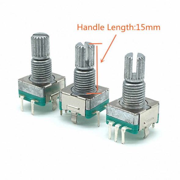 EC11 Энкодер круглая ребристая ручка 15 мм 5 Pin