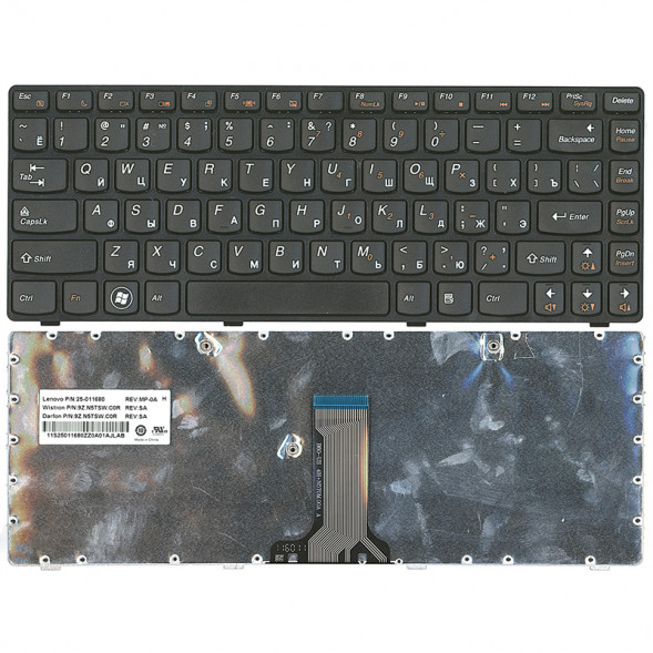 Клавиатура для ноутбука Lenovo G470 (черная) с черной рамкой 006128