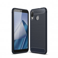 Чехол накладка Carbon Fibre для Asus ZenFone Max M1 ZB555KL (темно-синий)