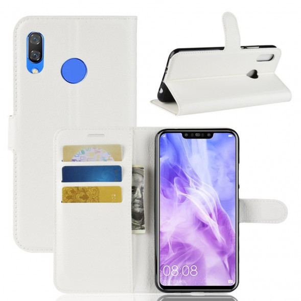Чехол книжка с визитницей для Huawei Nova 3 (белый)