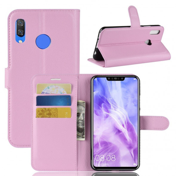 Чехол книжка с визитницей для Huawei Nova 3 (розовый)