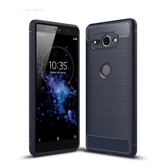 Чехол Carbon Fiber для Sony Xperia XZ2 Compact (синий)
