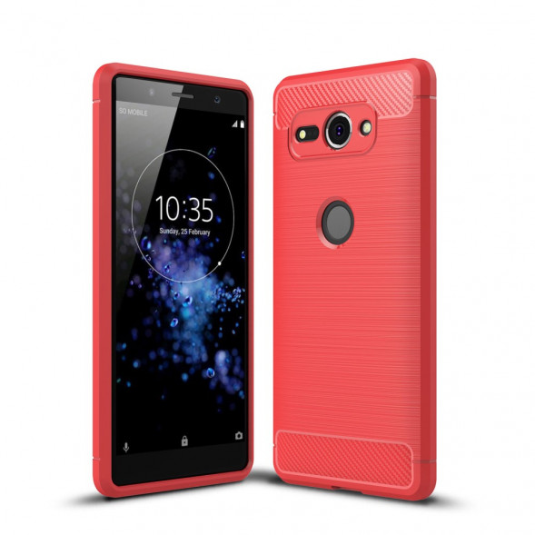Чехол Carbon Fiber для Sony Xperia XZ2 Compact (красный)