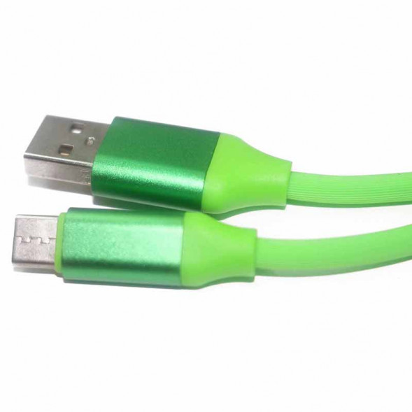 Кабель Type-C USB 3.1 прорезиненный с металлическими концевиками (зеленый)