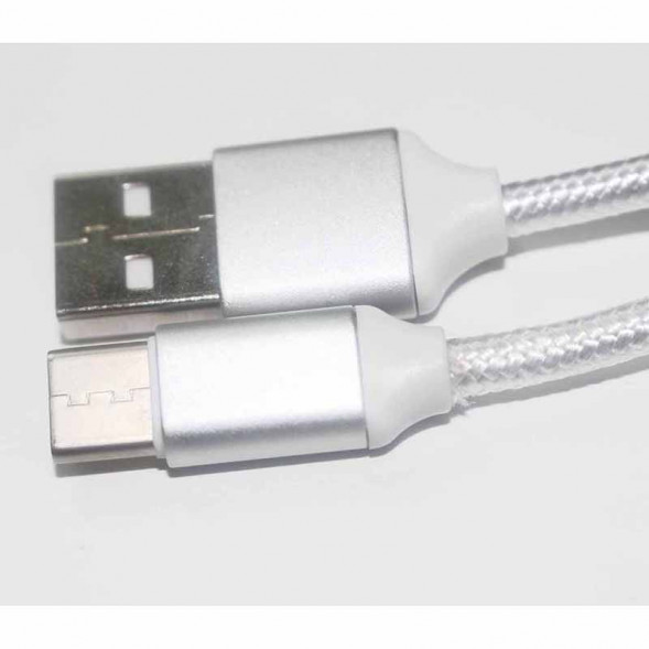 USB кабель 3.1 Type-C в тканевой оплетке (белый)